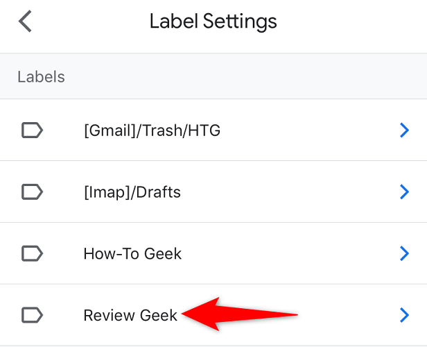 Выберите метку для удаления.