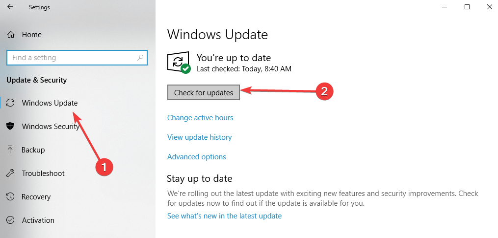 Кнопка проверки обновлений в Windows