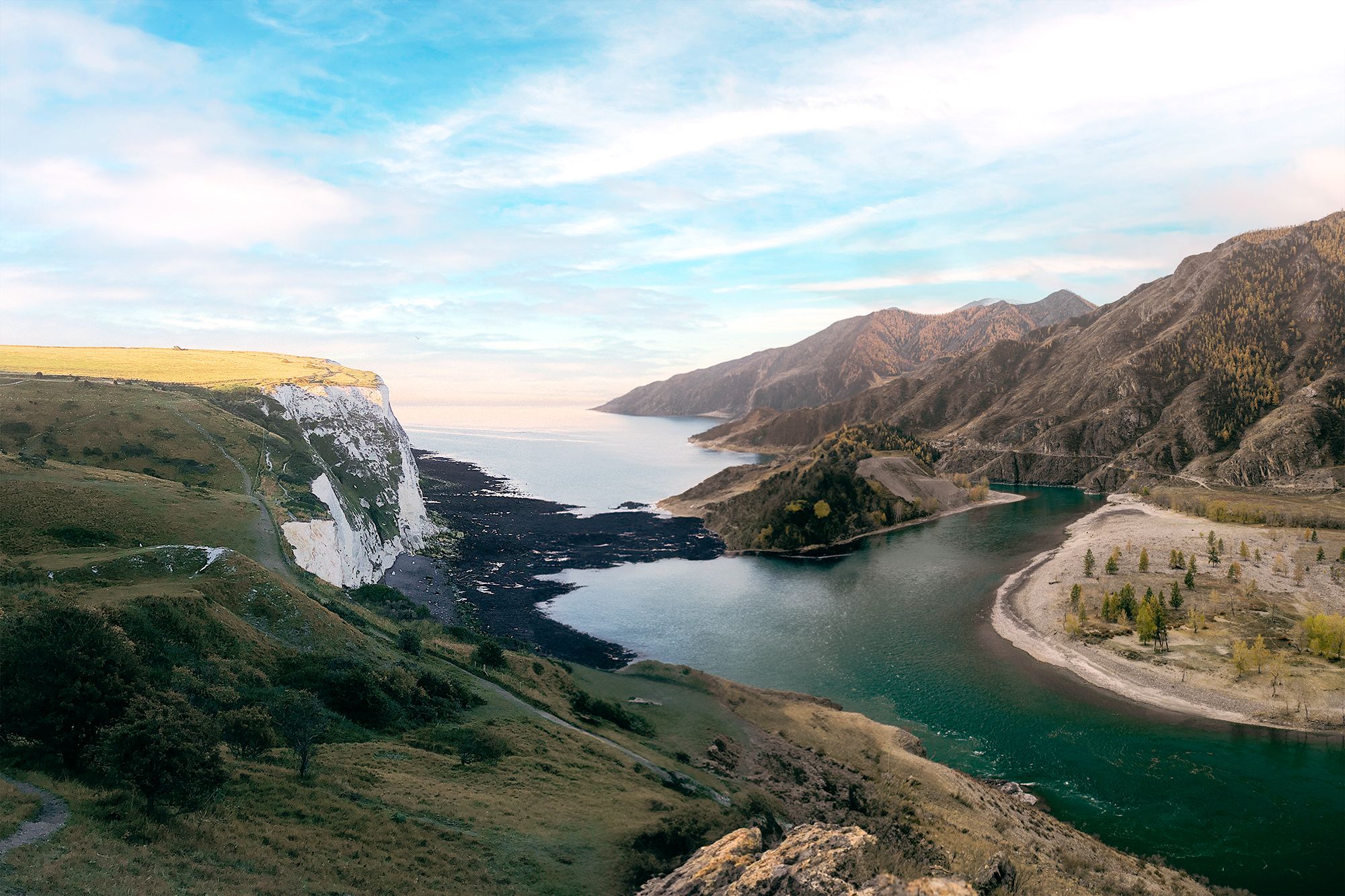 Два изображения объединены с помощью Generative Expand в Photoshop Beta