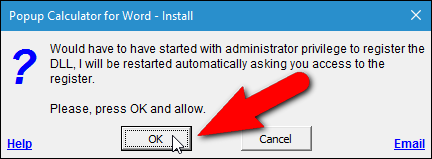 Диалог с подтверждением запуска от имени администратора