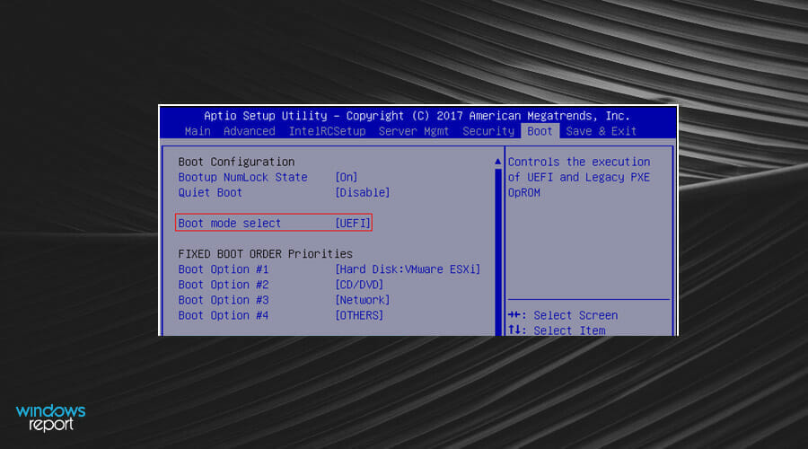 Переключение Boot mode на UEFI