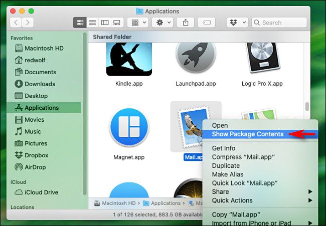 Right-click the application and select 