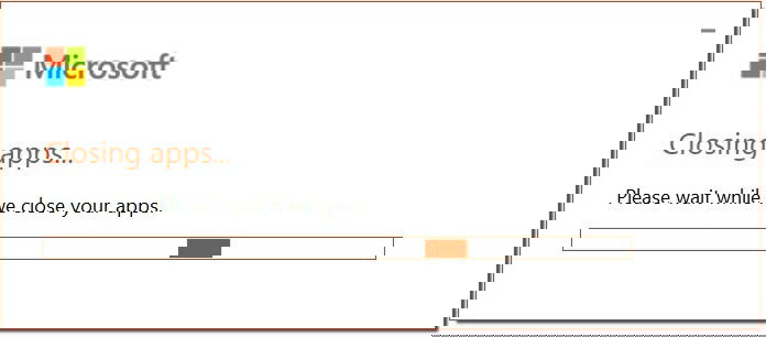 Закрытие приложений перед ремонтом Office
