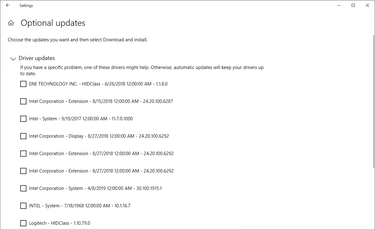 Обновление драйверов через Windows Update
