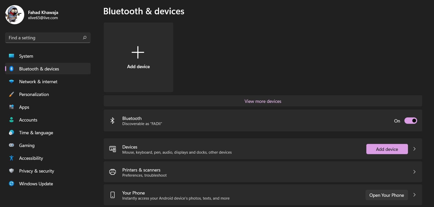 Окно настроек Windows 11: добавление Bluetooth-устройства