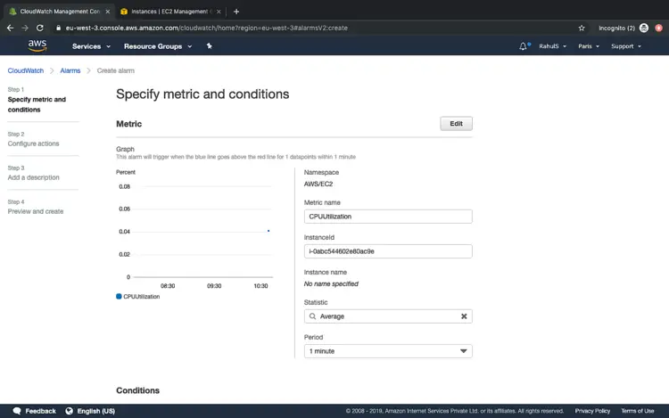 Выбор инстанса и периода в 1 минуту