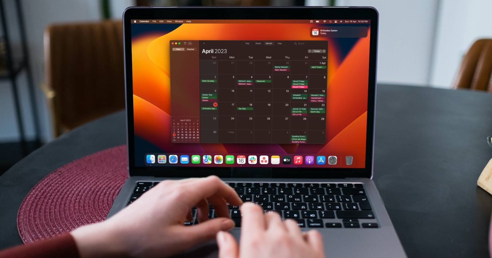 Календарь на Mac с открытым событием