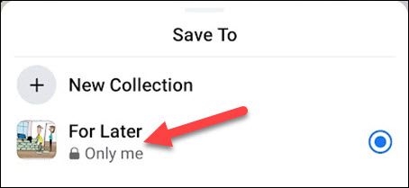Экран сохранения с выбором коллекции в мобильном приложении