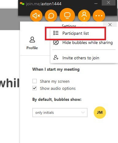 Presenter Mode Join.me Participant List 1