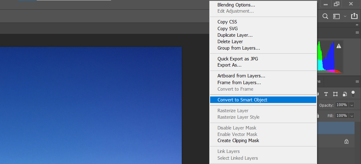 Преобразовать в смарт-объект — скриншот
