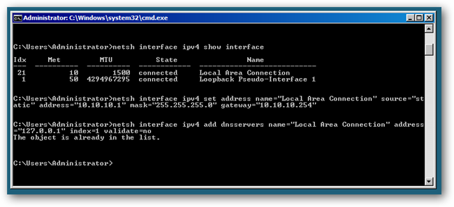 Добавление DNS-сервера через netsh
