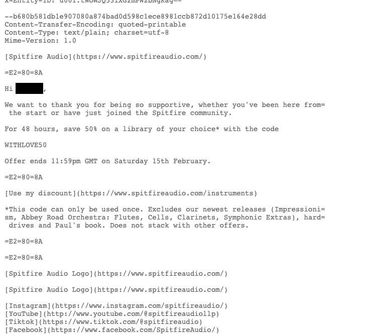 Скриншот с HTML‑кодом легитимного письма.