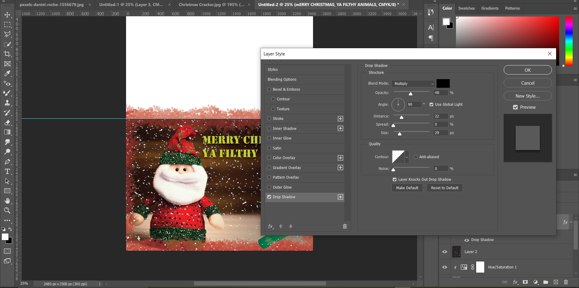 Добавление текста и тени к тексту в Photoshop