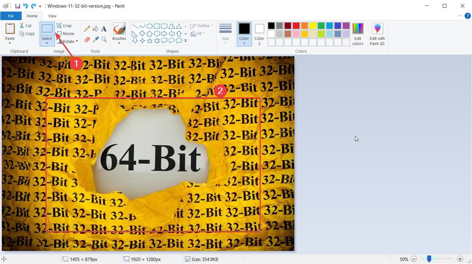 Выделение области в Paint