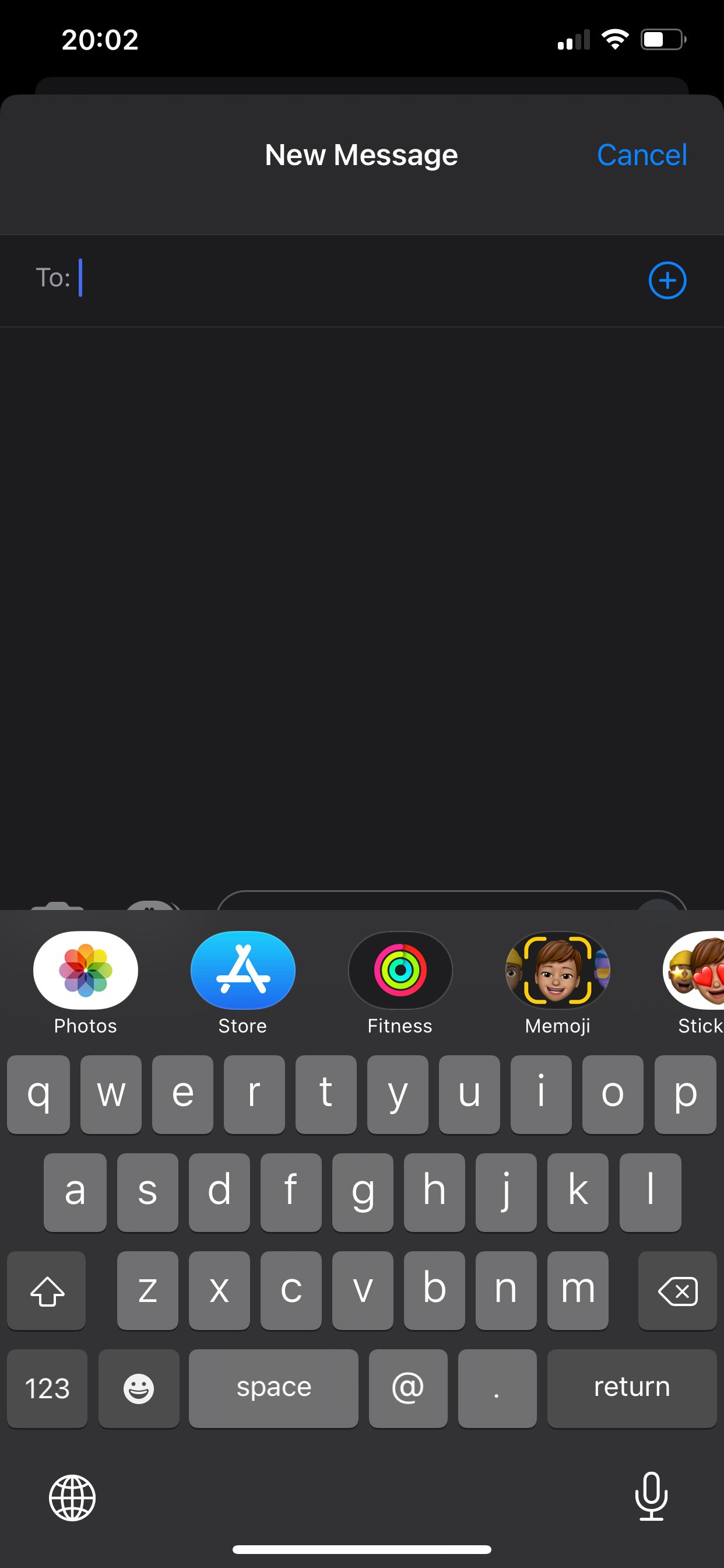 Нажмите синюю кнопку App Store, чтобы открыть iMessage App Store на iPhone.