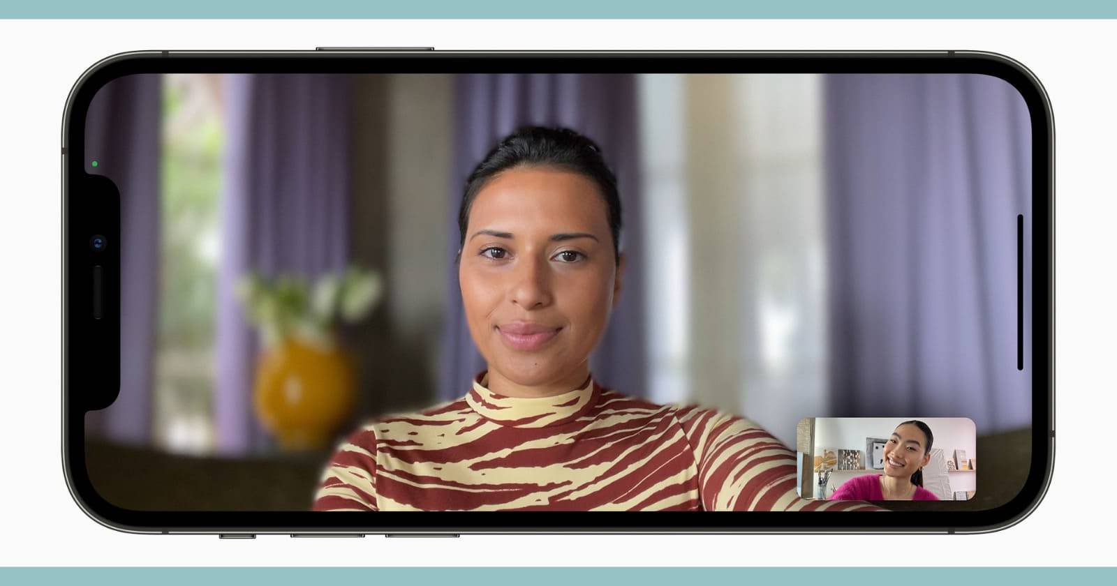 Размытый фон при видеозвонке FaceTime на iPhone в iOS 15