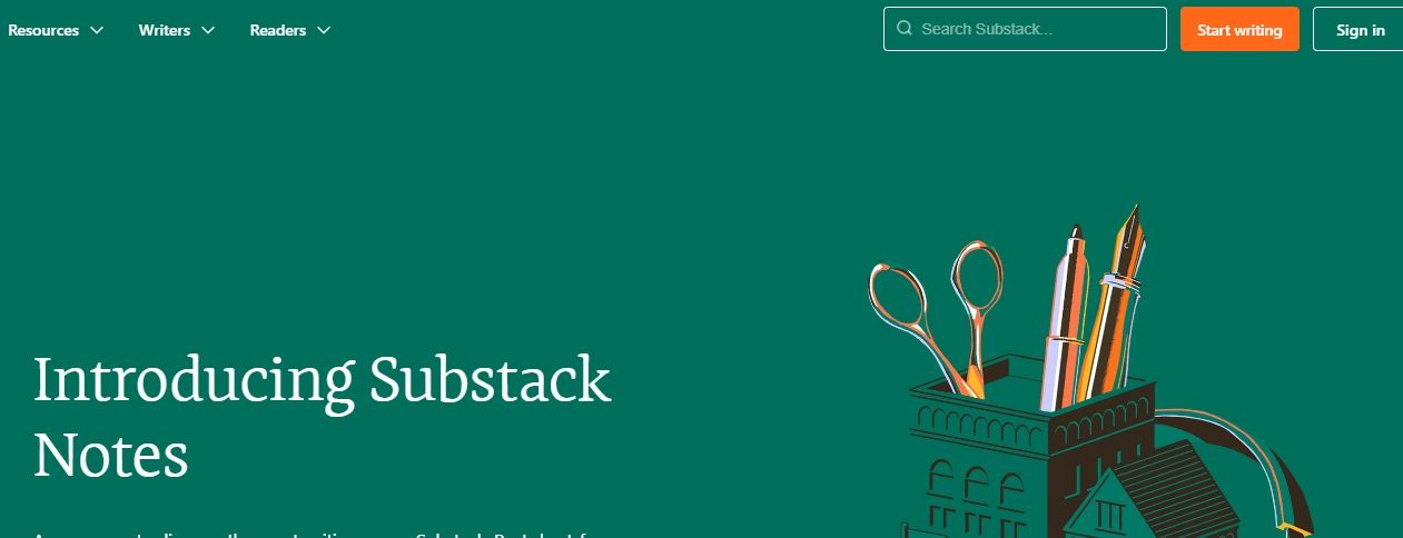 скриншот главной страницы Substack