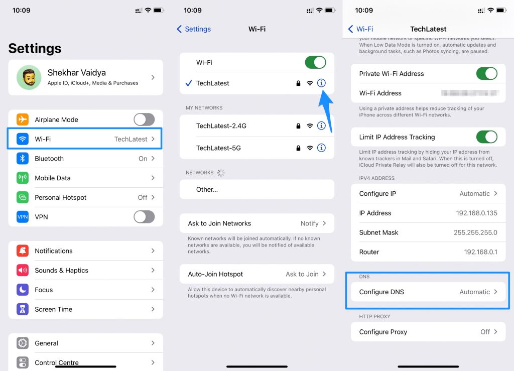 Настройка DNS на iPhone