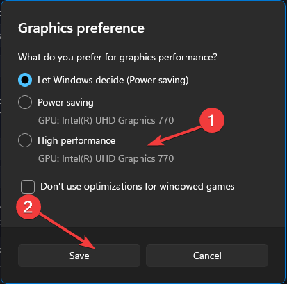 Настройки производительности для приложения