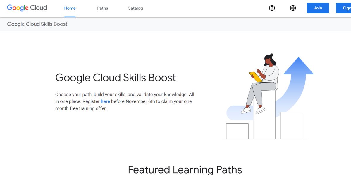 Кнопка регистрации на Google Cloud Skills Boost на веб-странице