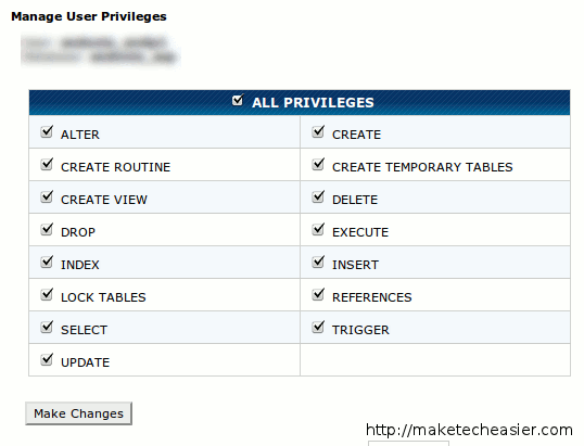 Выдача всех привилегий пользователю базы