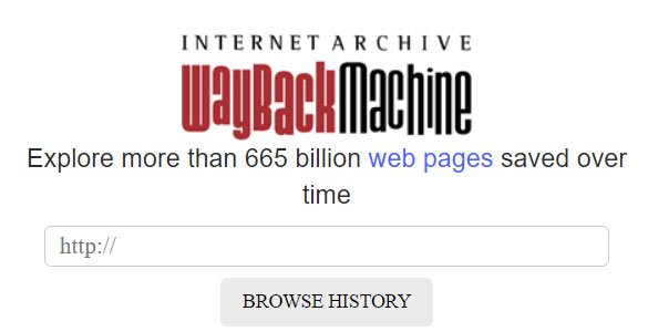 Ricerca di un URL nella Wayback Machine
