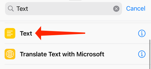 Выберите Текст