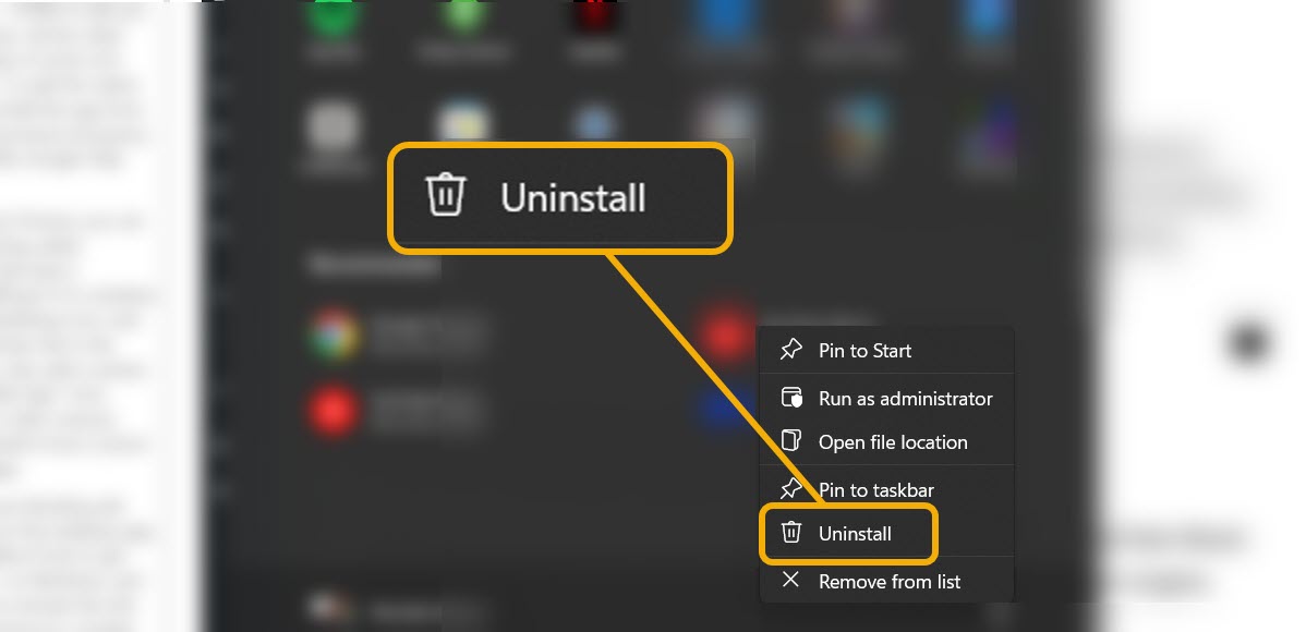 Удаление PWA через меню Пуск