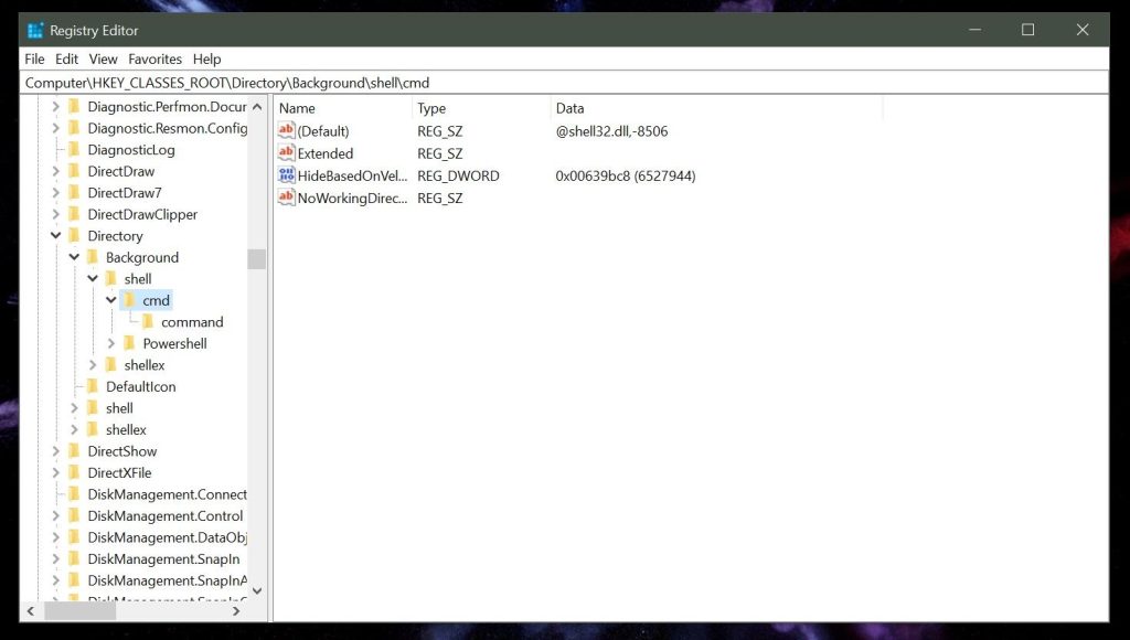 Редактор реестра — адрес ключа для CMD