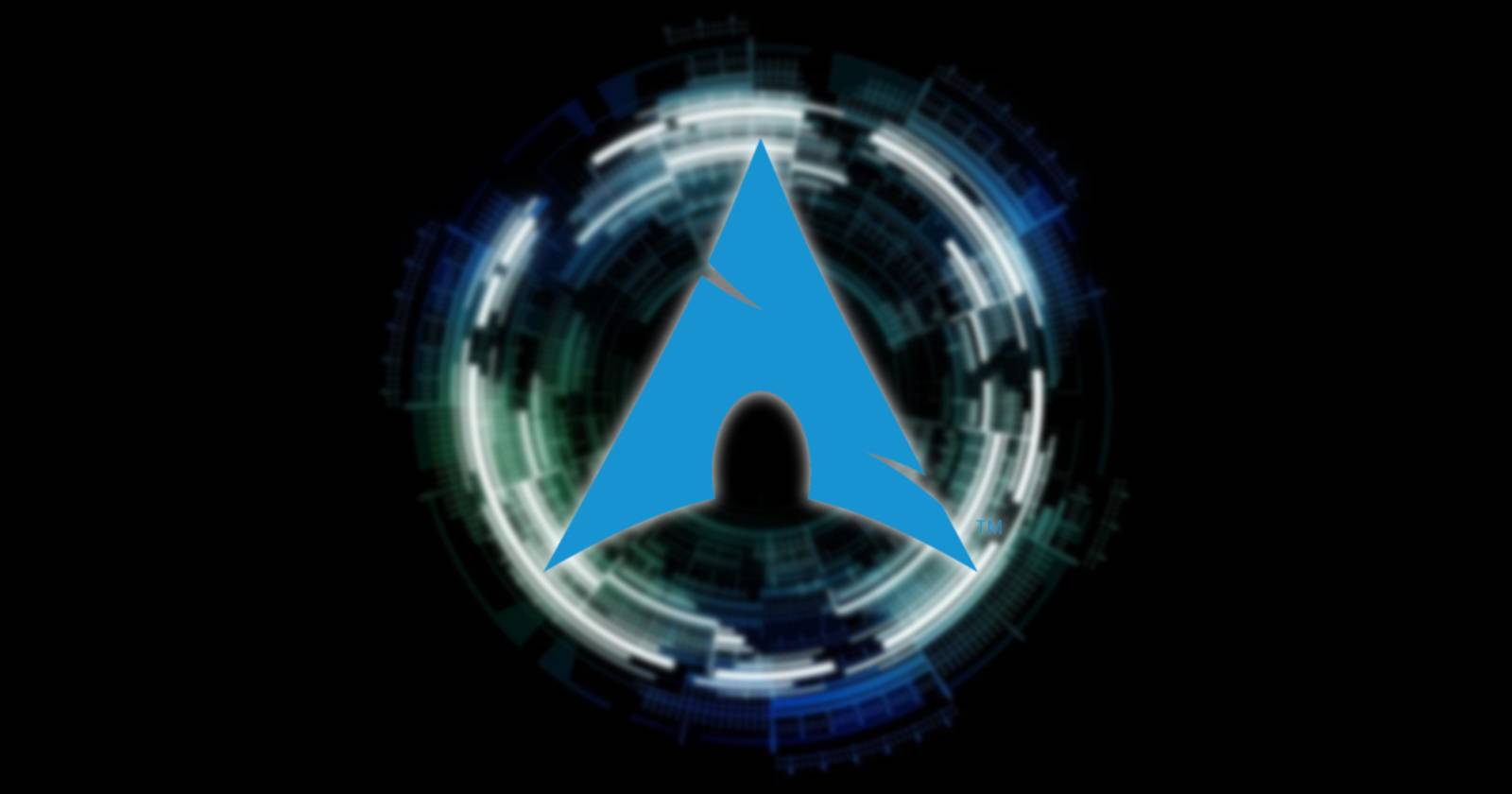 Логотип Arch Linux на тёмном фоне