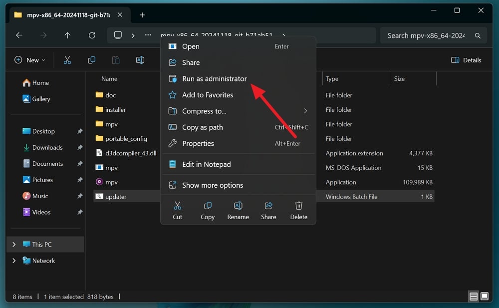 update mpv player on windows