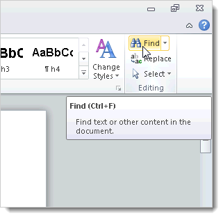 Кнопка поиска на ленте Word