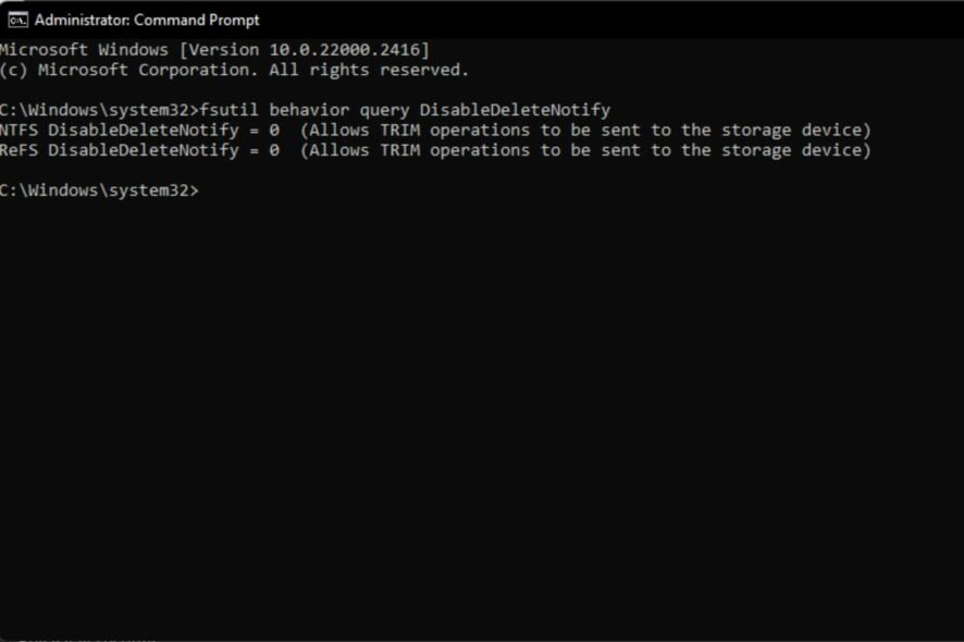Включение TRIM для SSD в Windows 11