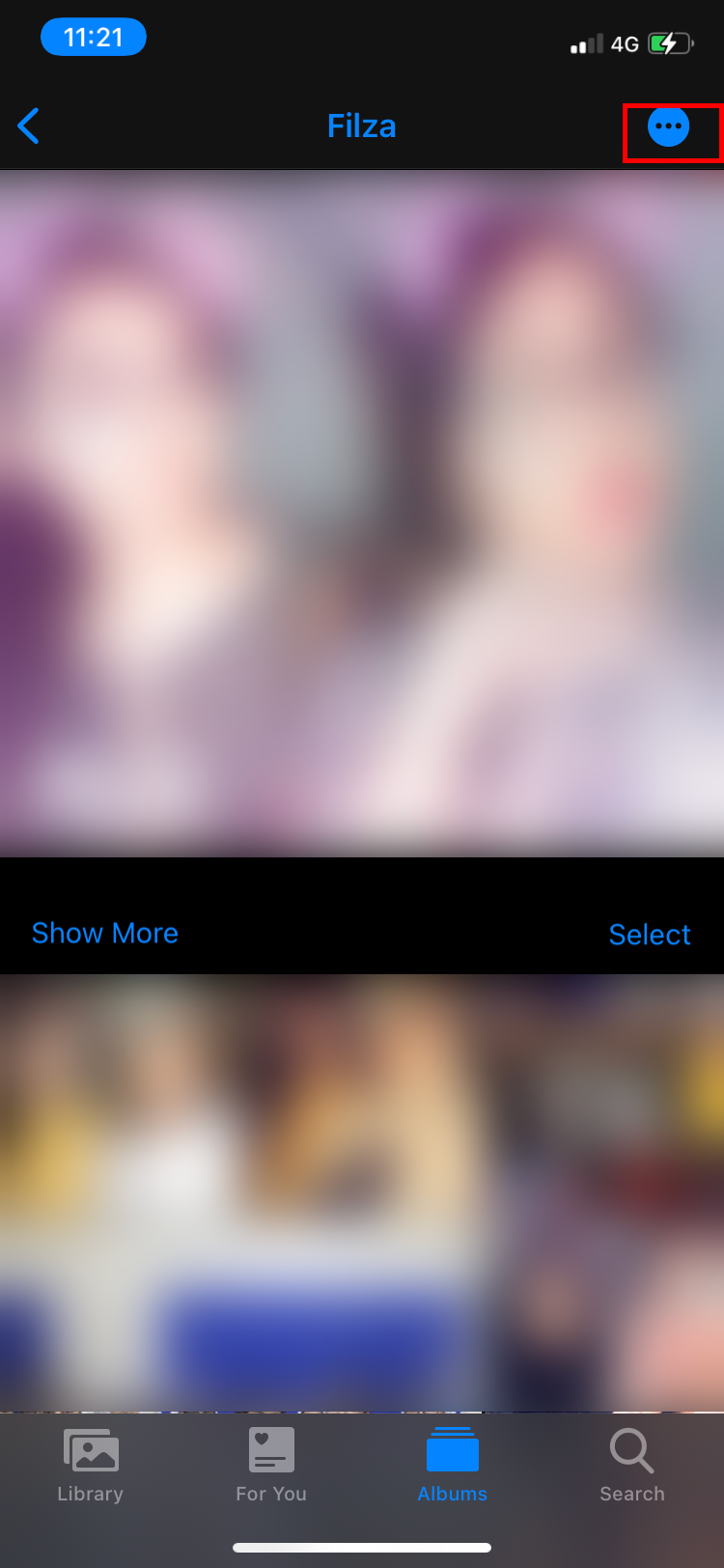 three dots icon in corner