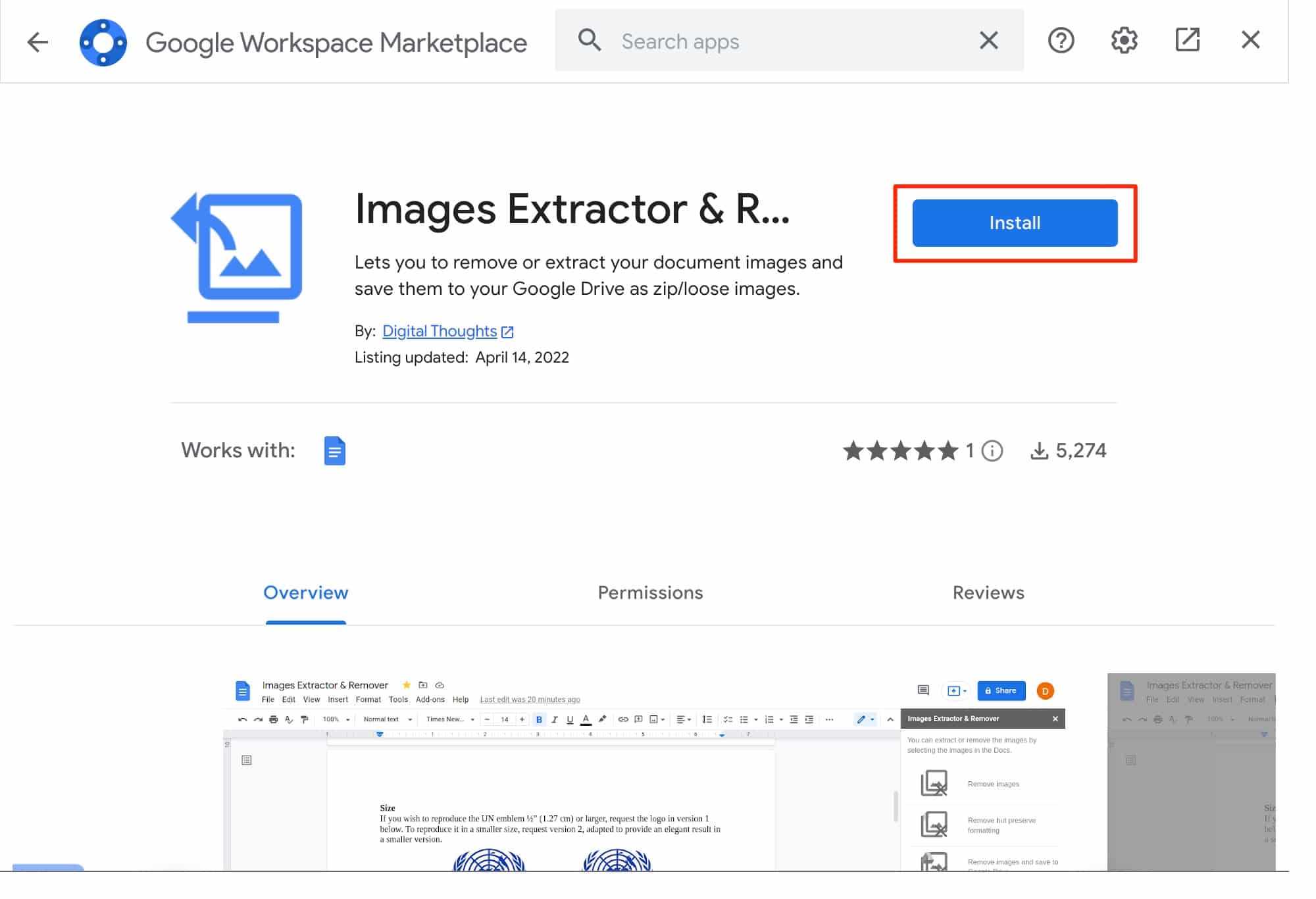Download Image Extractor Add-on from Google Workspace Marketplace