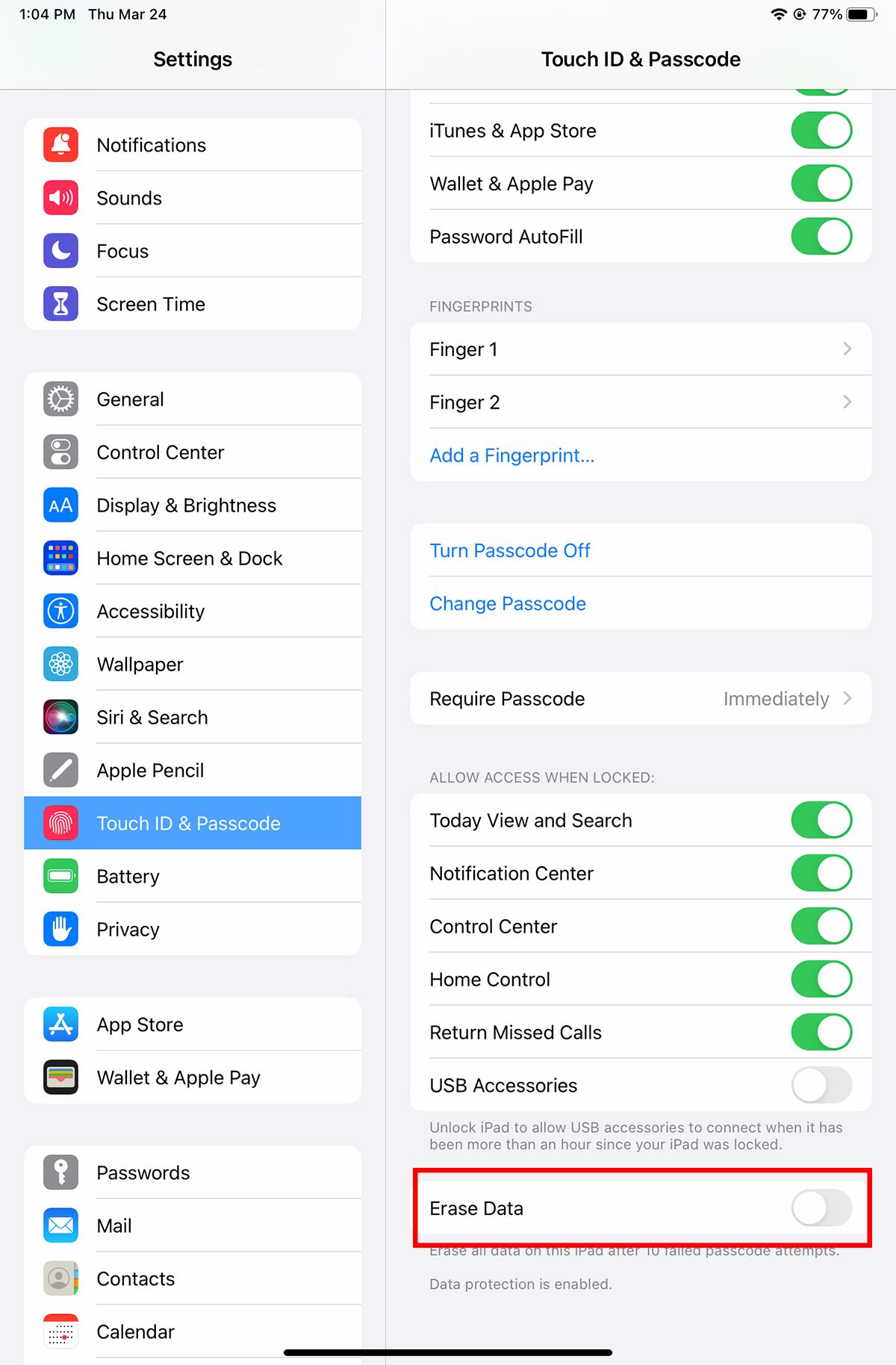 Стереть данные после попыток ввода кода