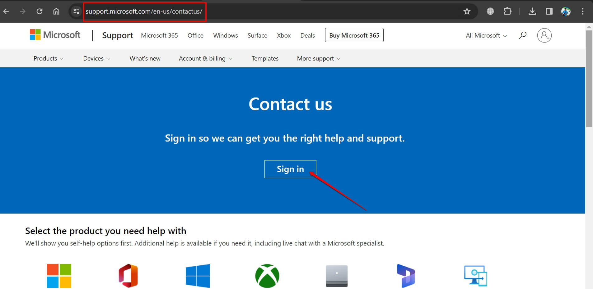 Связаться со службой поддержки Microsoft