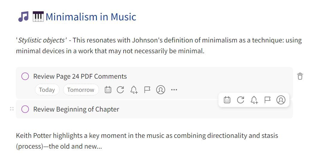 Список задач на странице заметки в Evernote