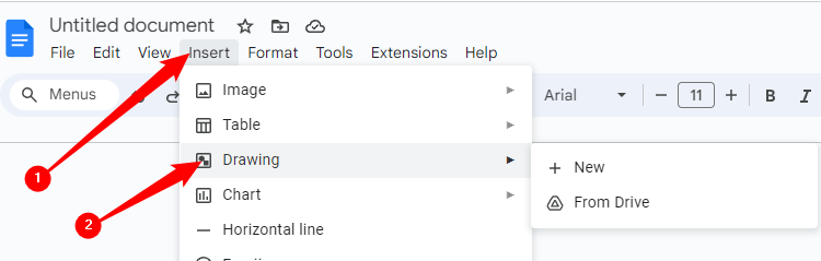 Меню: Вставка > Рисунок > Новый