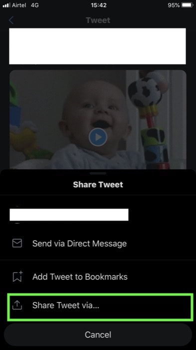 Копирование ссылки на твит на iPhone