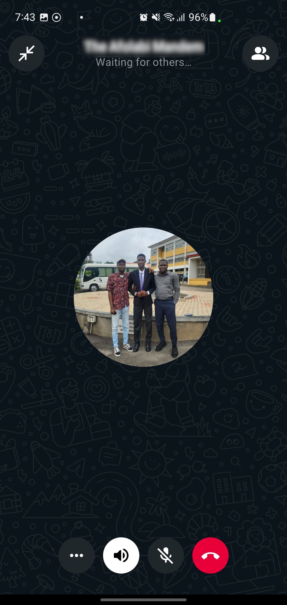 Инициирован групповой голосовой вызов в WhatsApp — экран вызова.