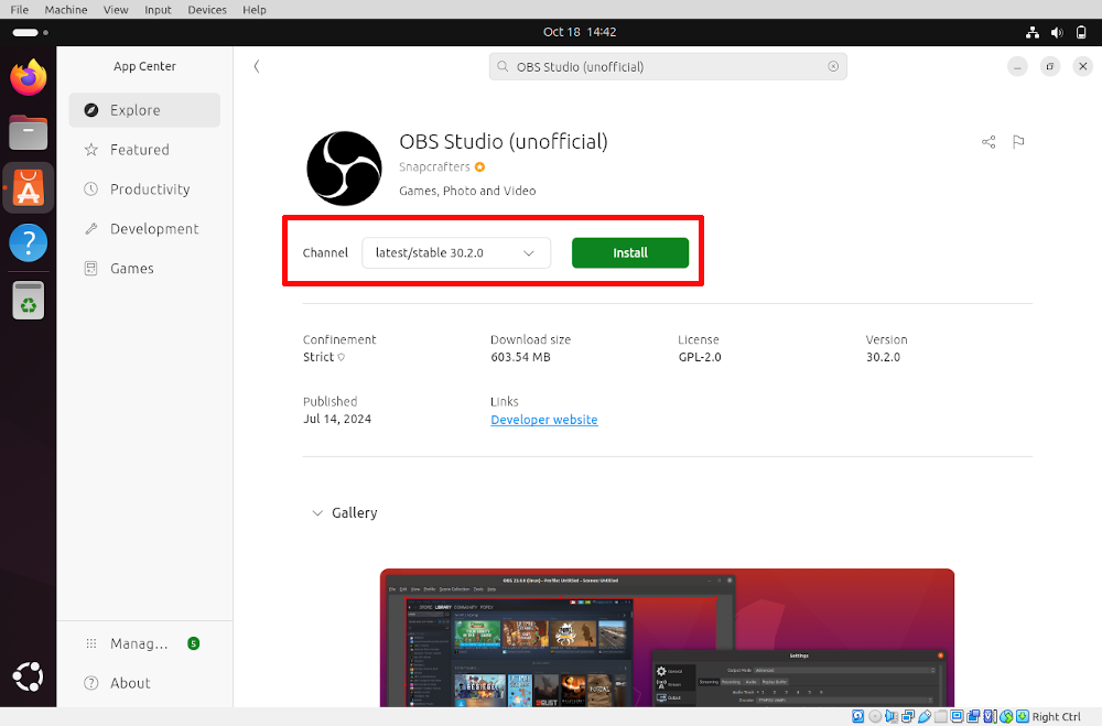 Установка OBS в Ubuntu