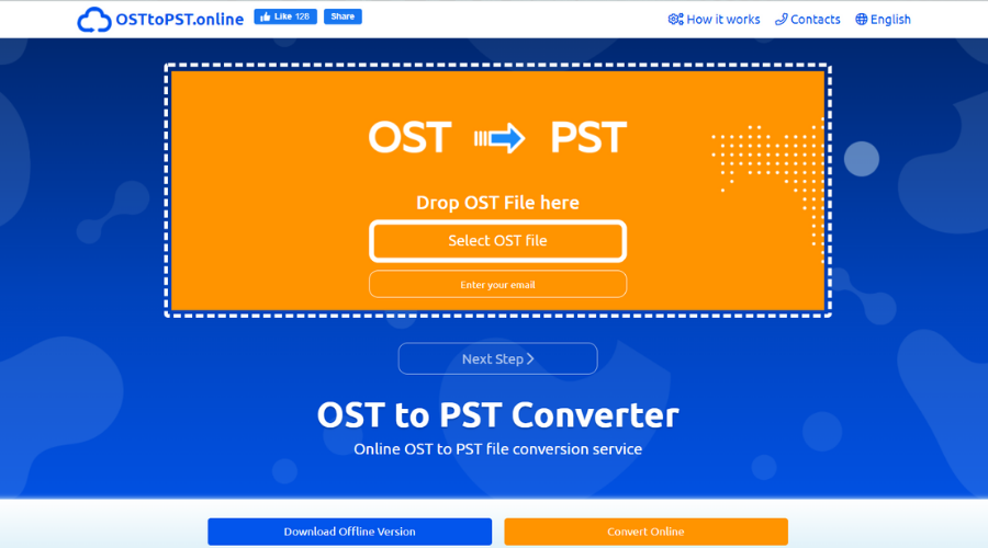 Главный экран OST to PST Converter с объяснением режимов