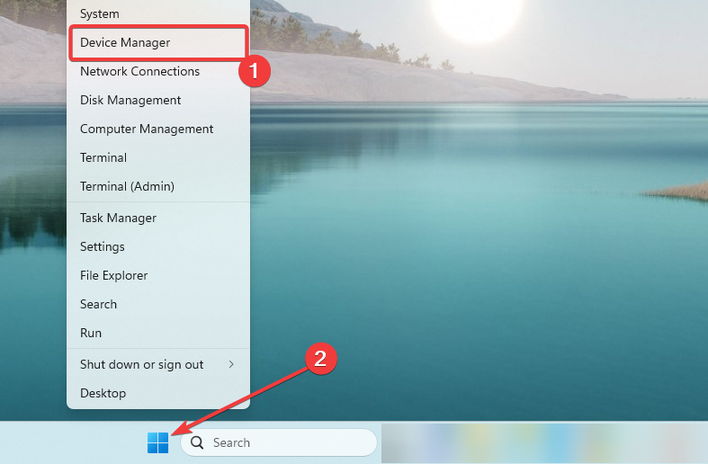 Пункт контекстного меню 'Device Manager' в меню 'Пуск'