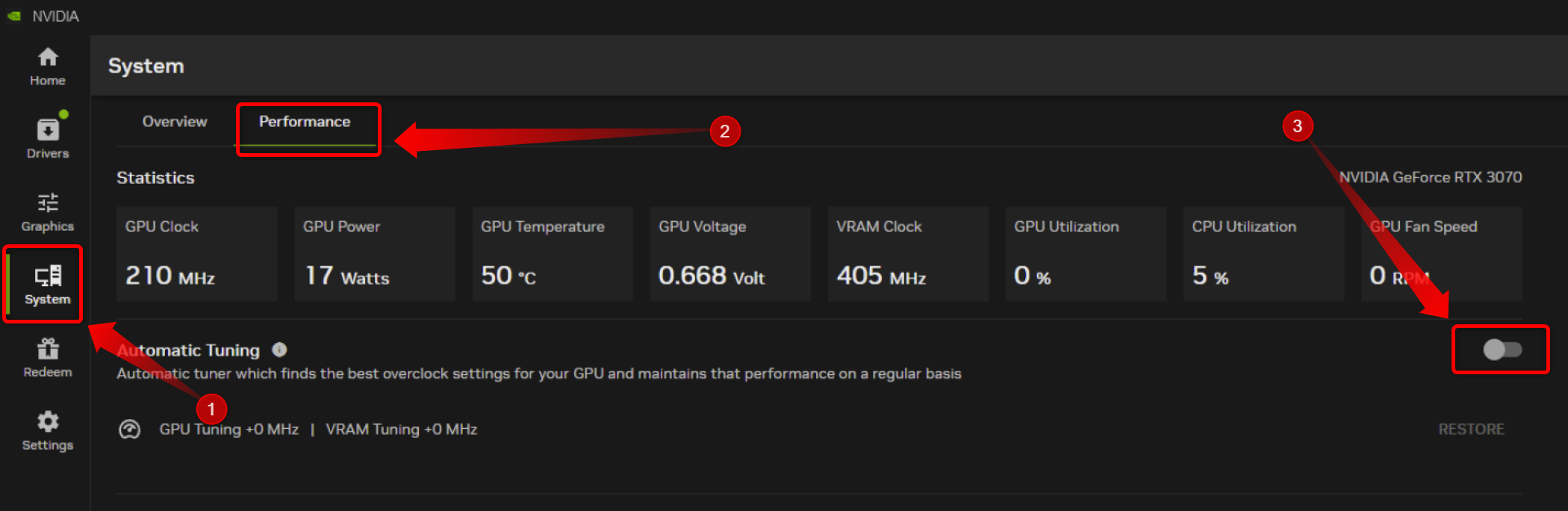 Автоматический разгон GPU в NVIDIA App
