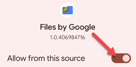 Включите «Разрешить из этого источника» для выбранного приложения