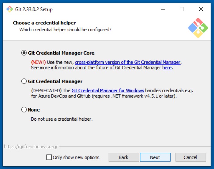 Выбор менеджера учётных данных