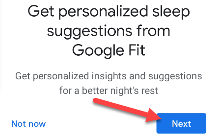 Интеграция с Google Fit — кнопка Next