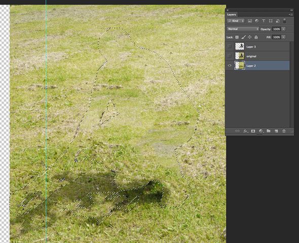 Результат заполнения фона и подготовка слоёв для смещения переднего плана