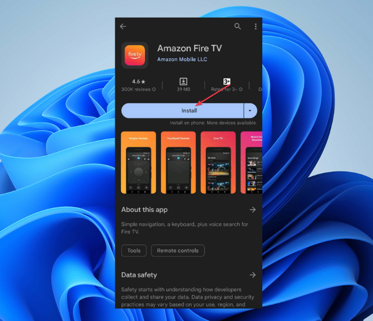 Иконка приложения Amazon Fire TV Remote в магазине приложений